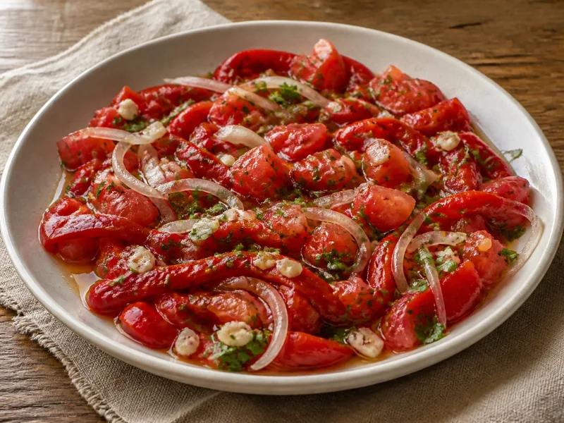 Macedonian salad (roasted pepper)