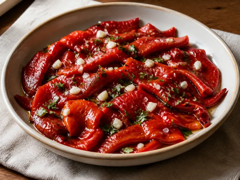 Roasted peppers with garlic